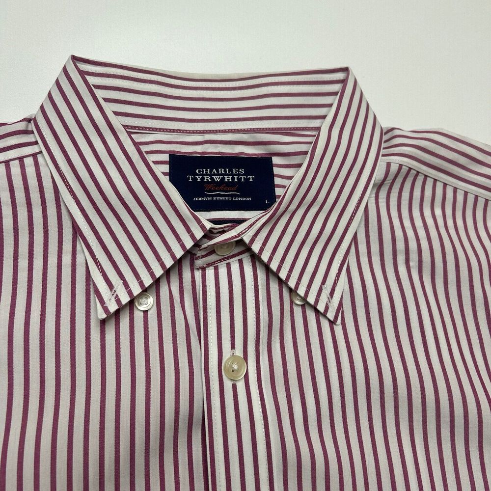 Charles Tyrwhitt Red and White Striped Dress Shirt